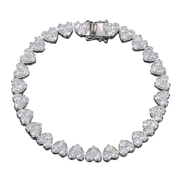 VVS Moissanite Heart Tennis Bracelet