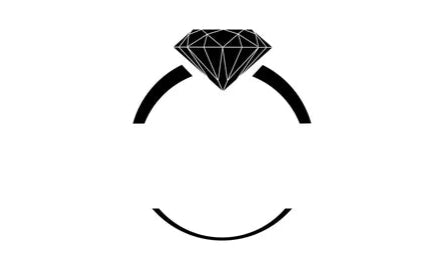 Black outline of a diamond ring on a white background