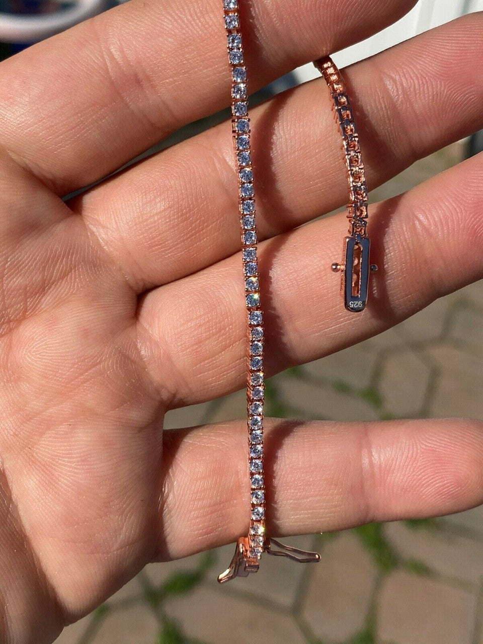 2mm VVS Moissanite Tennis Bracelet Rose Gold