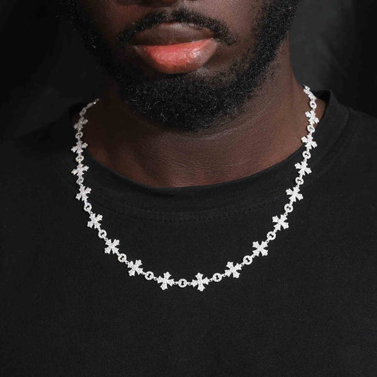Moissanite Cross Link Chain Necklace