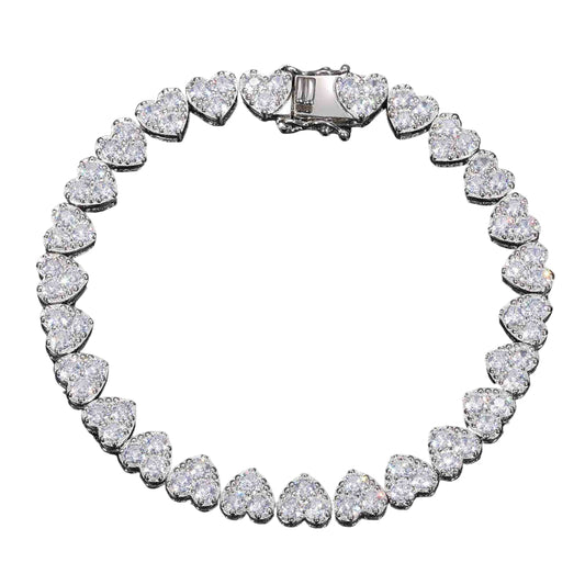 VVS Moissanite Heart Tennis Bracelet