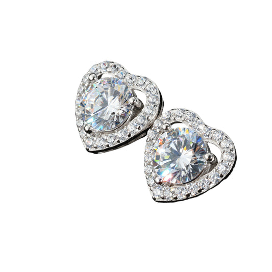 Moissanite Heart Earrings