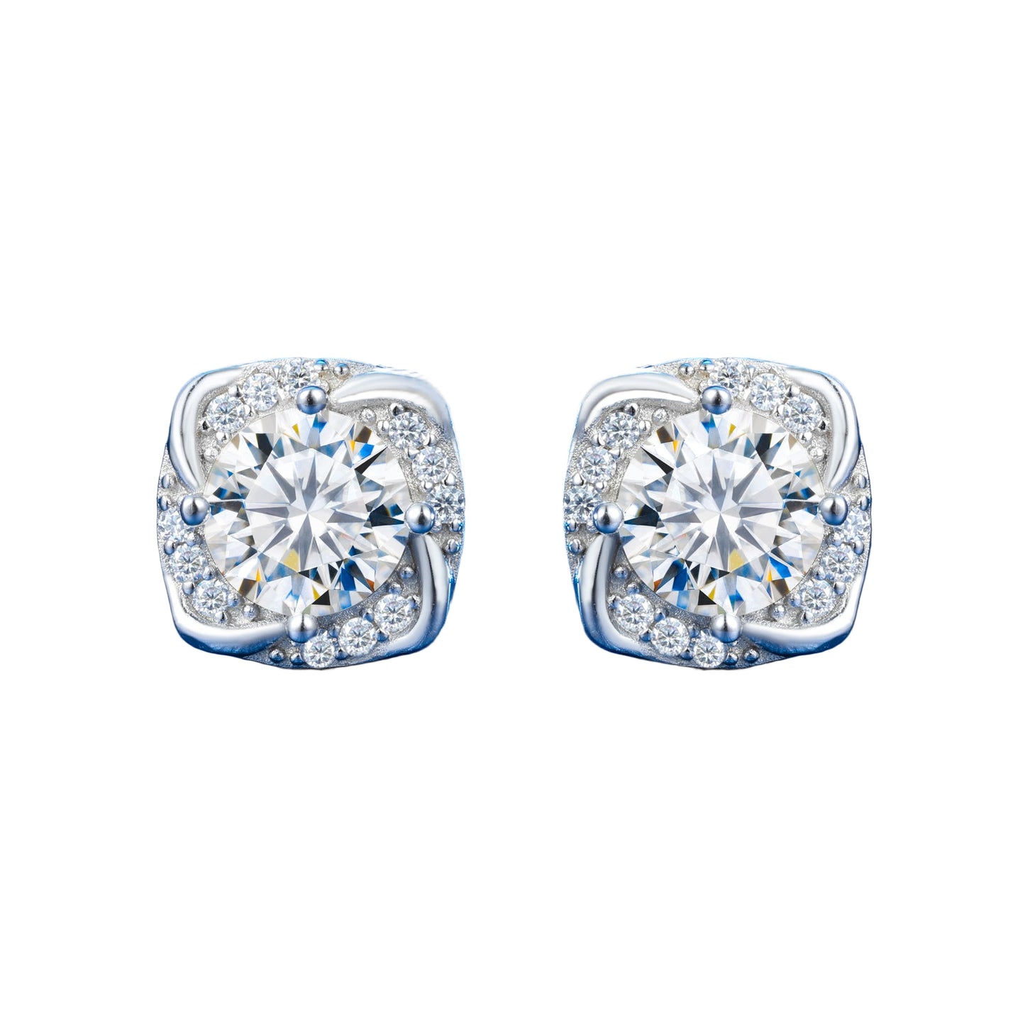 Moissanite Windmill Halo Earrings