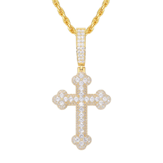 VVS Moissanite Iris Cross Pendant