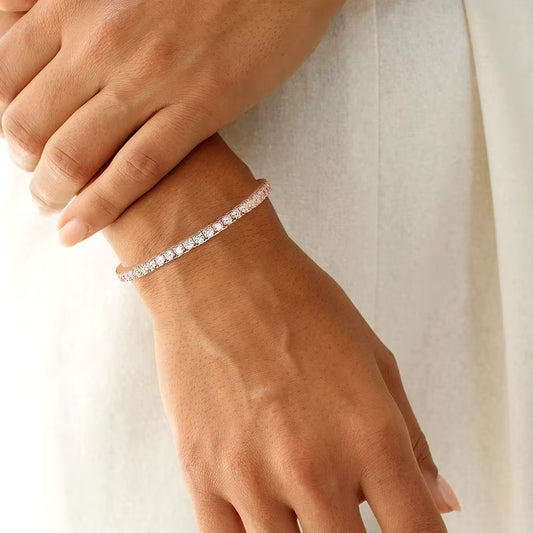 3mm VVS Moissanite Tennis Bracelet Rose Gold